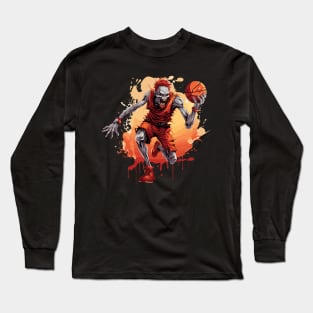 Zombie Basketball Halloween Sport Design Long Sleeve T-Shirt
